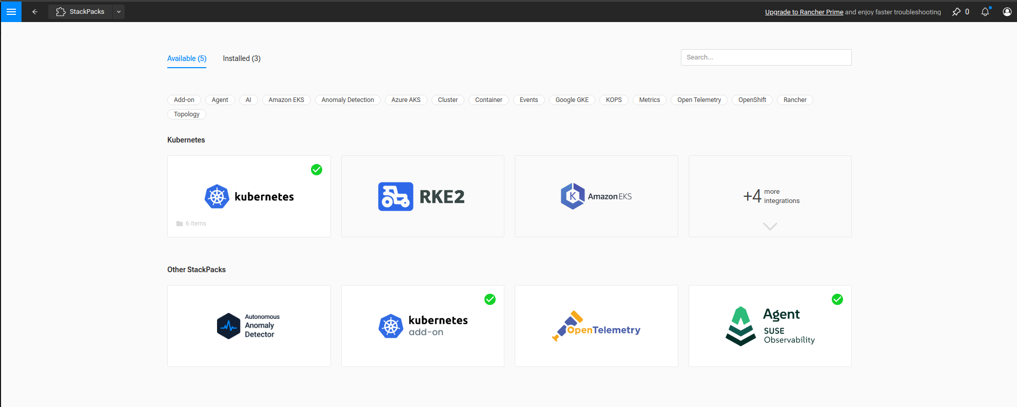 SUSE Cloud Observability - StackPacks