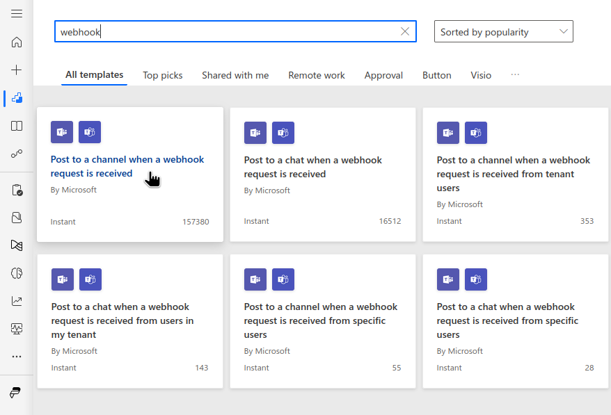 Create Flow from Webhook template